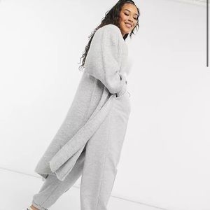 ASOS plus size curve maxi edge to edge knit open front cardigan in gray - 22